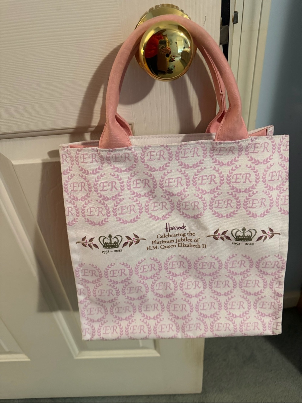 Harrods Pink Jubilee Tote with Gold Crest Accents